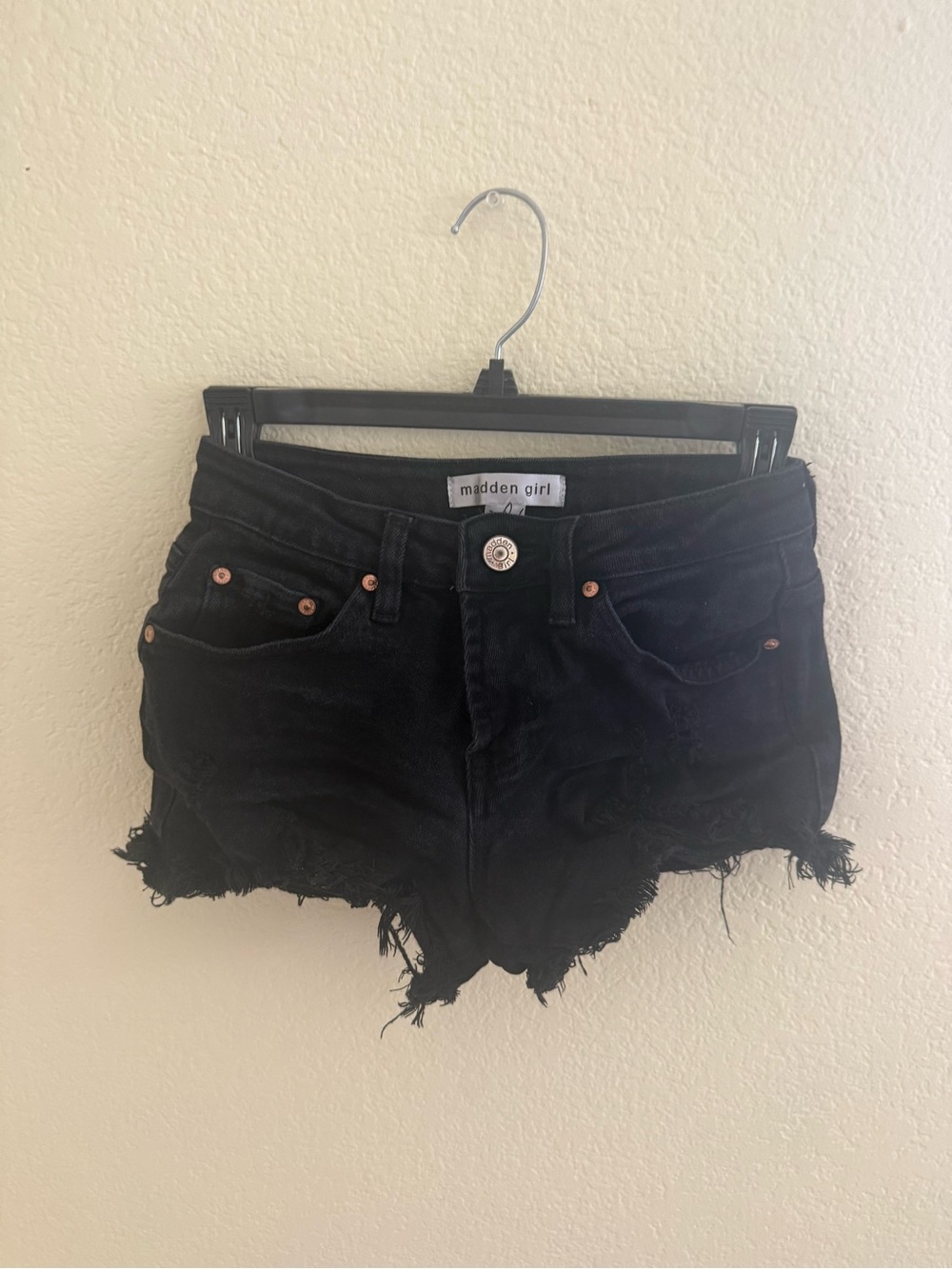 Madden Girl Black Distressed Cutoff Denim Shorts